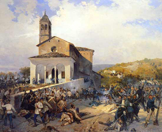 Painting San Fermo Battle Angelo Trezzini