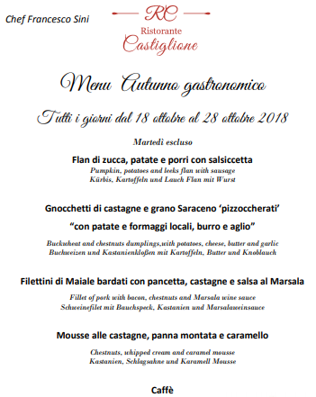 Menu Castiglione La Torre