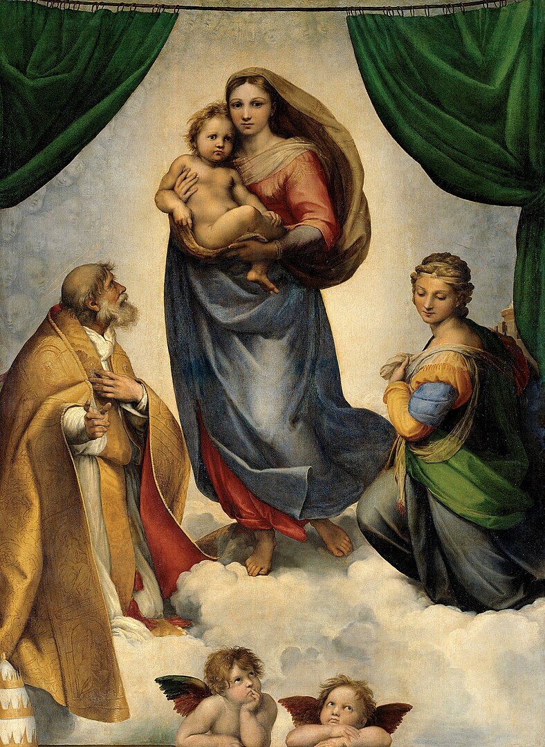 788px-RAFAEL_-_Madonna_Sixtina_(Gemäldegalerie_Alter_Meister,_Dresden,_1513-14._Óleo_sobre_lienzo,_265_x_196_cm)